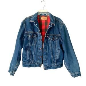 Vintage Levi’s Men’s Flannel Red Plaid Lined Jean Denim Jacket USA made